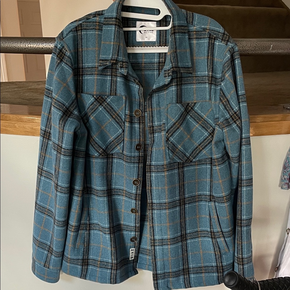 ZYIA Men’s Blue Plaid Shirt - Medium